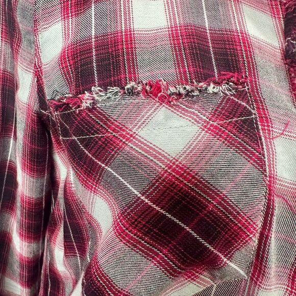 Democracy Long Sleeve Button Front Hi-Lo Plaid Western Shirt Dress Size S - Picture 4 of 15